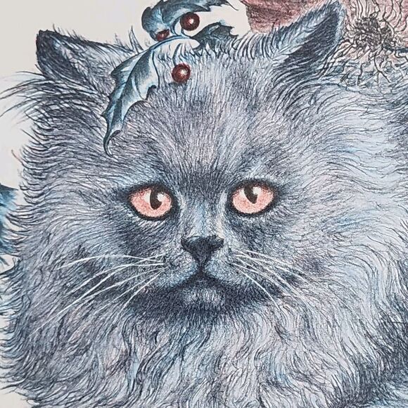 Irene Spencer Signed Numbered Lithograph Print Cats Kitten SANDY CLAWS Christmas - Picture 8 of 11